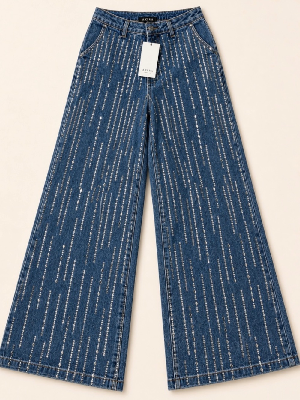 AKIRA Rhinestone Wide Leg Jeans – NWT